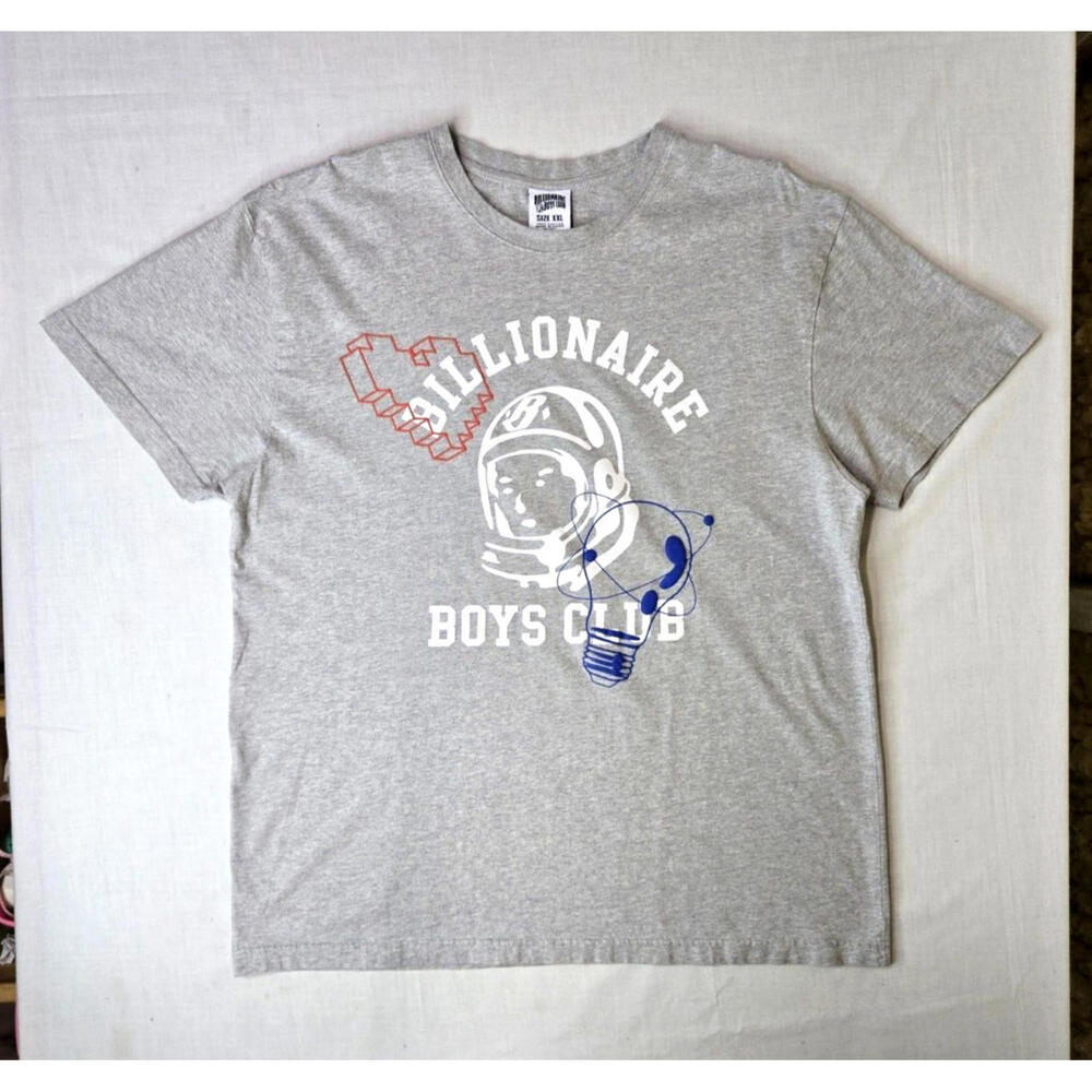 Billionaire Boys Club Astronaut Logo SS Graphic Heather Gray T Shirt Men XXL 2XL